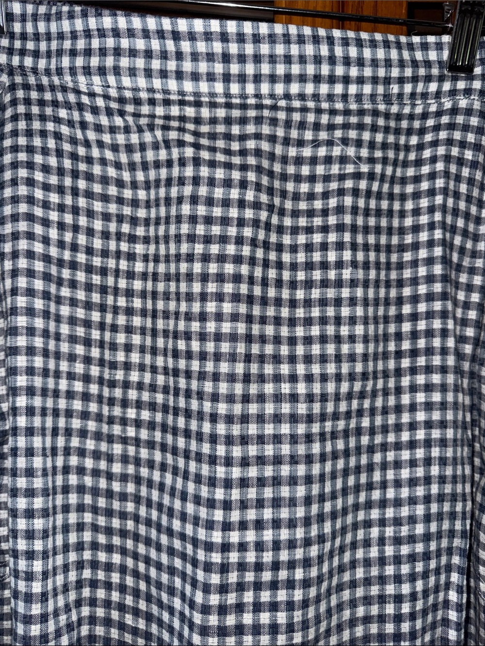 Lintico Marina Linen Checked Elastic Waist dusty blue minimalist utility skirt - Picture 7 of 10